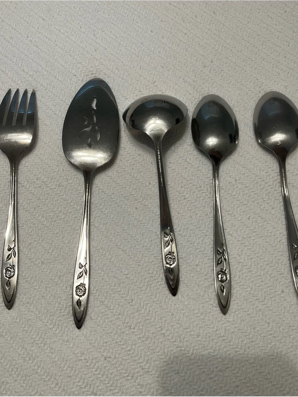 Oneida Community My Rose Silver Floral-Handle Serving Flatware Set
